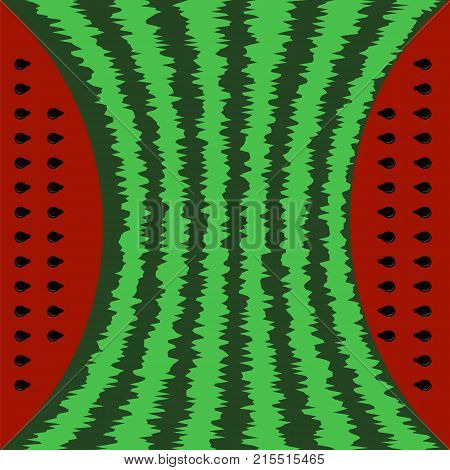 Fresh Slaced Ripe Watermelon on Seeds Background