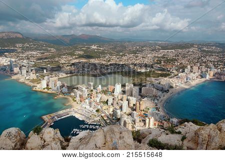 View From The Mountain Ifach In Spain On The Outskirts Of Costa Blanca, The Sea Surrounds The Penins