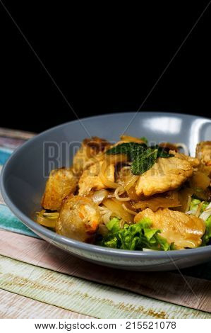 Tasty Vietnamese food  Bo bun rice vermicelli