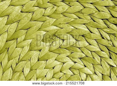 Yellow Color Round Straw Mat Texture.