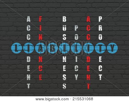 Insurance concept: Painted blue word Liability in solving Crossword Puzzle