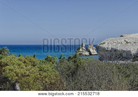 View of the rock formation of Le due sorelle
