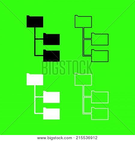Folder Structure Icon  Black And White Color Set