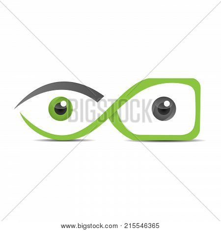 Eyes with glasses coloring design illustration. An Abstract eye with glasses logo designs