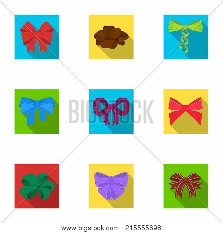 Bow, ribbon, decoration, and other  icon in flat style.Giftbows, node, ornamentals icons in set collection