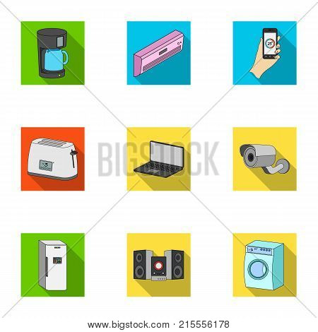 Kitchen appliances flat icons in set collection for design.Home appliances and equipment vector symbol stock  illustration.