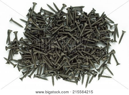 self tapping metal screw with hex head on a white background
