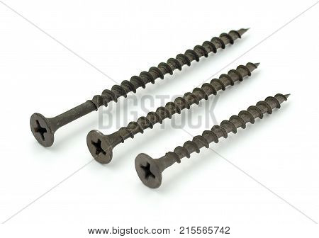 self tapping metal screw with hex head on a white background