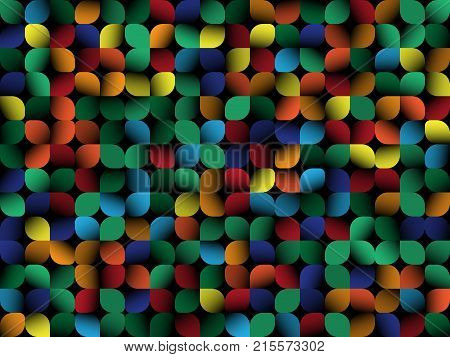 Geometrical abstract background. Color elements on black.