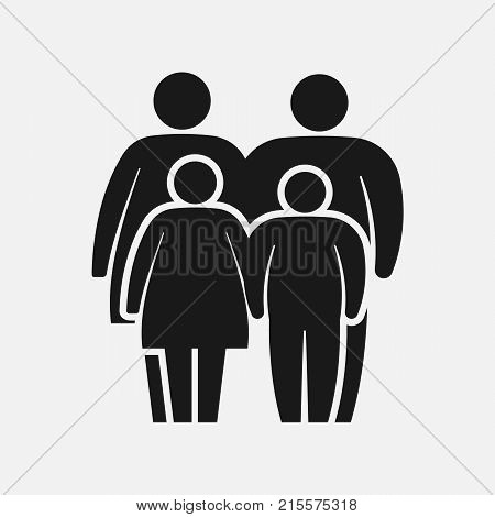 Overweight family icon. Fat woman man girl and boy. Vector illustration. Eps 10.