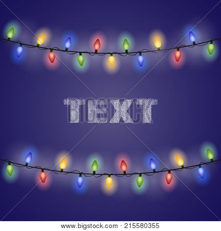 Isolated glowing light bulb garland on gradient background. Eps 10.