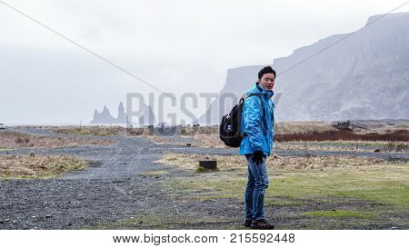 Asian Traveler Man Advanture Iceland, Dream Trip