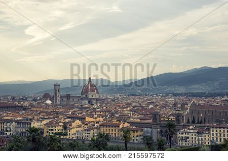 Florence ITALY - july 11 2017: view of city of florence in Italy on july 11 2017 in Florence Italy