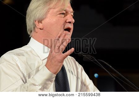 GERMANY, LEIPZIG - NOVEMBER 25, 2017: Juergen Elsaesser, Compact Konferenz