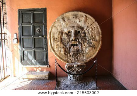 The Mouth of Truth (Bocca della Verita) Church of Santa Maria in Cosmedin in Rome Italy