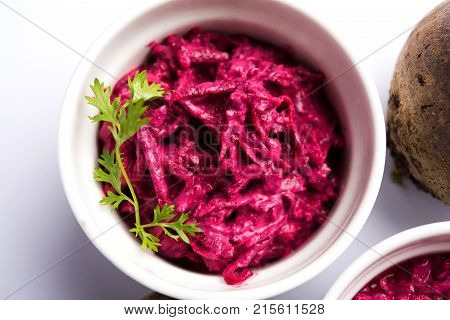 Chukandar or Beetroot Raita / Pachadi also known as koshimbir or salad