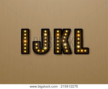bulb light font on wood pattern vector illustration