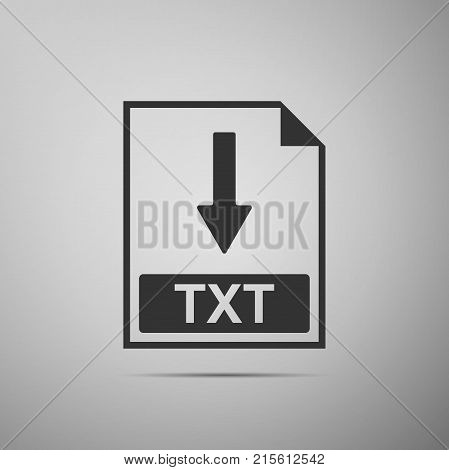 TXT file document icon. Download TXT button icon isolated on grey background. Flat design. Vector Illustration