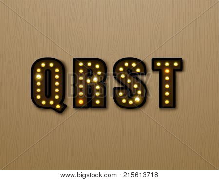 bulb light font on wood pattern vector illustration