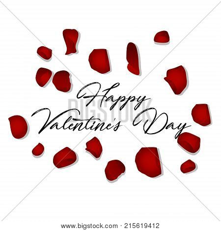 Happy Valentines Day card with flower petals
