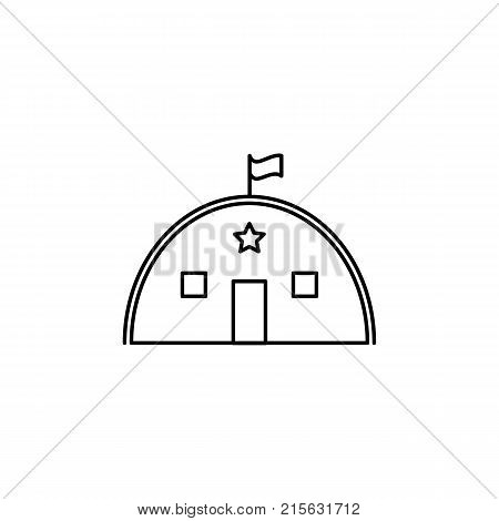Barracks military tent line icon on white background