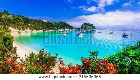 Beautiful turquoise beaches of Greece - Lakka in Paxos. Ionian islands