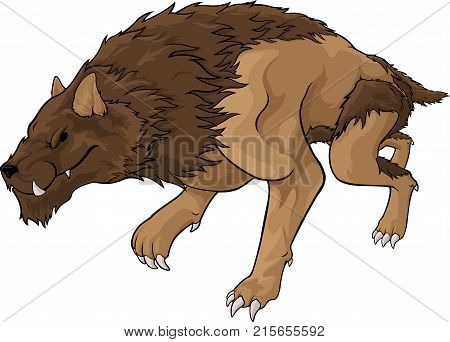 Big brown monster warg on white background