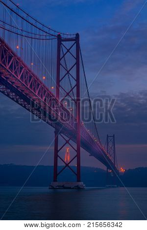 Tejo Bridge in Lisbon this bridge conects the with the south part of the country crossing the Tejo river.Lisbon Portugal.