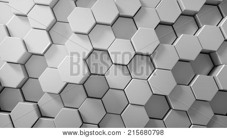 Abstract tech honeycomb background. 3D render
