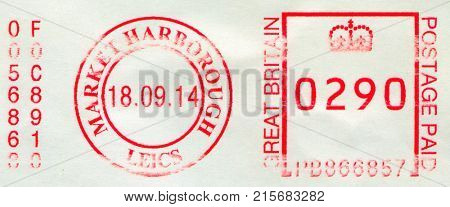 GOMEL, BELARUS, 23 NOVEMBER 2017, Stamp printed in UK shows image of the Postage Paid GB, circa 2014.