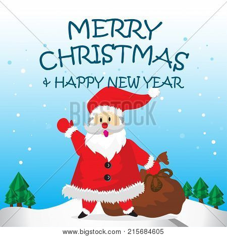 Santa Happy Say Hello bag  and Merry Christmas Cartoon