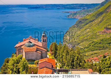 Madonna Di Montecastello Hermitage Above Lago Di Garda View From Above