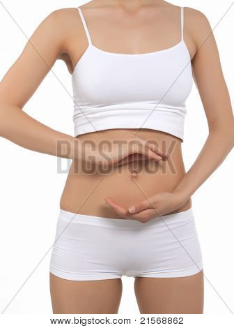 attraente donna su sfondo bianco