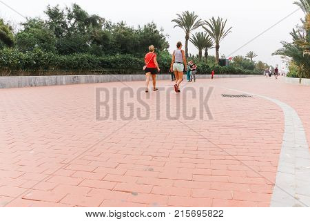 Street In A Summer Day In Agadir City. North Africa