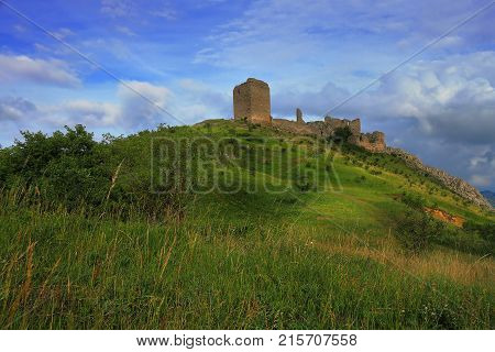 Coltesti fortress in a rainy day Transylvania Romania