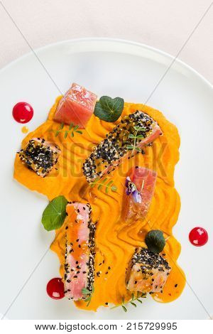 Red Tuna With Carrot Purée