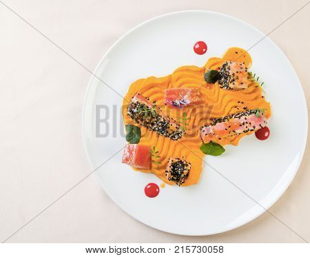 Red Tuna With Carrot Purée