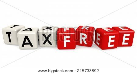 Red And White Cube With Tax Free Word