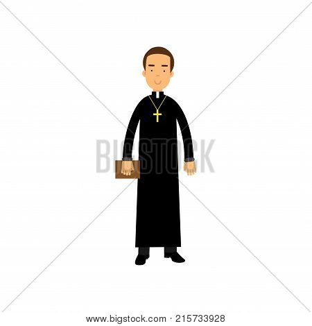 Catholic priest character, religion representative vector Illustration isolated on a white background