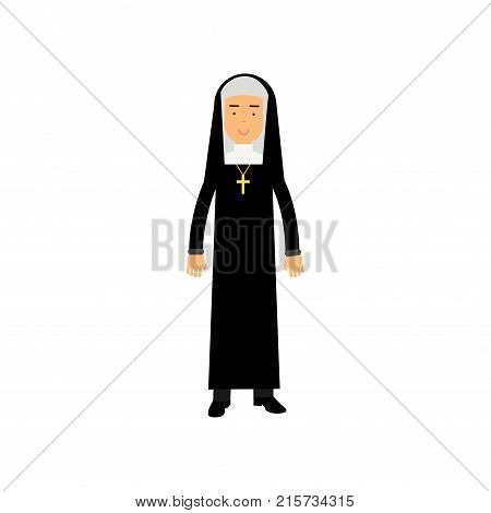 Catholic nun, religion representative vector Illustration isolated on a white background