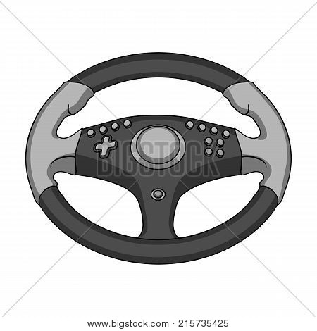 Game steering wheel single icon in monochrome style for design.Car maintenance station vector symbol stock  illustration.