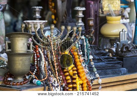TEL AVIV-JAFFA, ISRAEL - 24 NOVEMBER 2017:Street flea market of old things and antiques in the old district of Tel Aviv