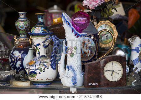 TEL AVIV-JAFFA, ISRAEL - 24 NOVEMBER 2017:Street flea market of old things and antiques in the old district of Tel Aviv