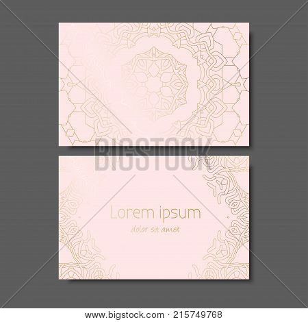 Business Card. Vintage decorative elements. Ornamental floral business cards oriental pattern vector illustration.
