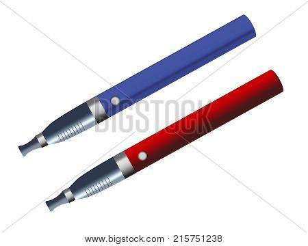 Electronic Cigarette Blue And Red E-cigarette Vaping Simple Color Realistic Vector Illustration