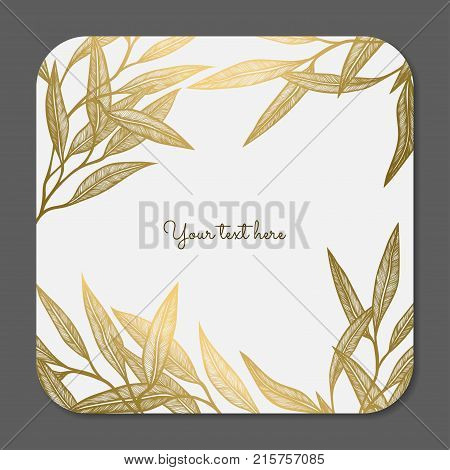 Gold leaves. Vector decorative collection of floral frame.