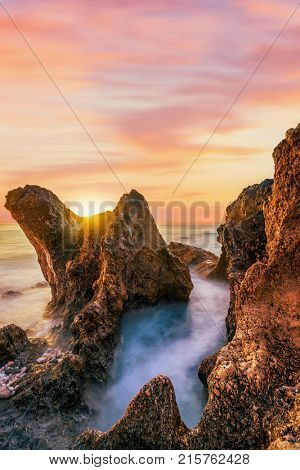 Avali beach at sunset - Lefkas island Greece