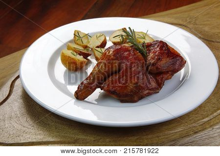 roasted chicken with garnishes