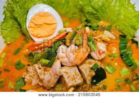 Thai Style Noodle, Tom Yum Kung,noodles Seefood Spicy Tom Yum