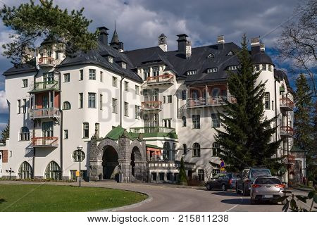 Imatra Finland May 03: Rantasipi - the most famous hotel in Imatra. It located almost in the center of the city on the banks of the River Vuoksi 03 May 2016.